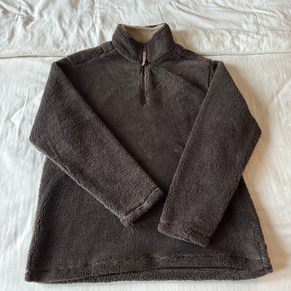 True grit men’s brown stadium sweater quarter zip pullover